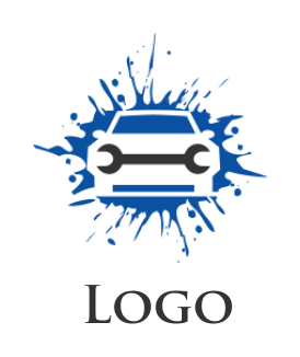 auto repair logo spanner in negative space car