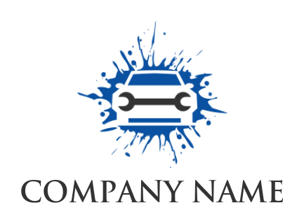 auto repair logo spanner in negative space car