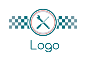 auto shop logo wrench and screw driver in circle