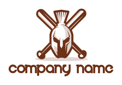 Create a sports logo of spartan helmet with bat 