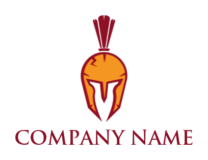 security logo spartan helmet with cracks plume