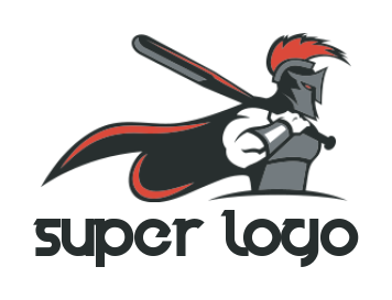 sports logo template spartan holding baseball bat 