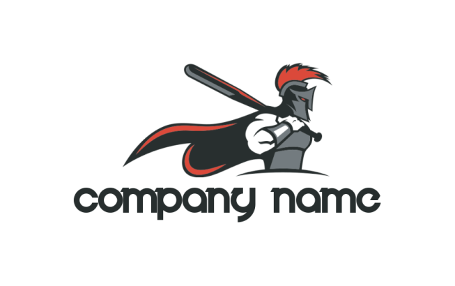 spartan holding baseball bat logo template