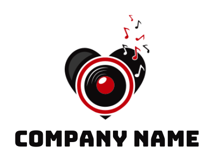 music logo maker speaker in heart with music notes - logodesign.net