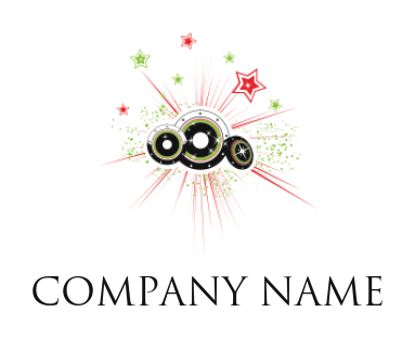 Music logo speakers front of rays