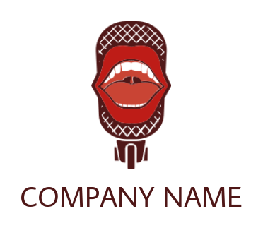 music studio logo icon speaking mouth merged in mic