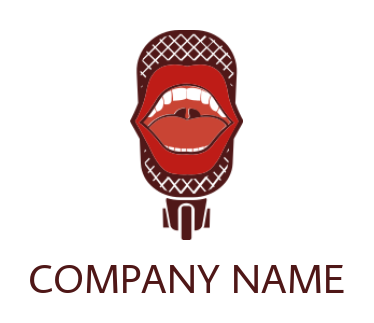 advertising logo icon speaking mouth merged with radio mic - logodesign.net