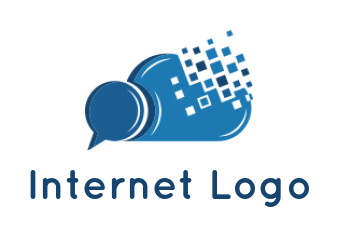 make an IT logo speech bubble in cloud with pixels 
