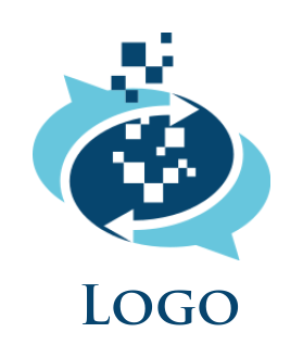 design a communication logo speech bubble in arrows and pixels 