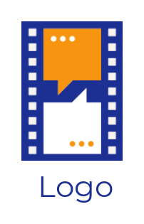 communication logo speech bubbles with film reel