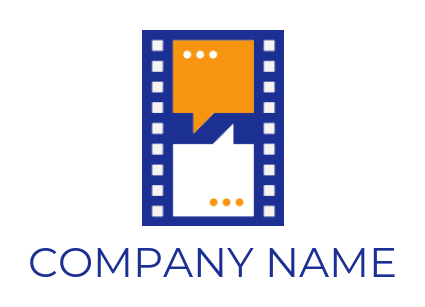 communication logo speech bubbles with film reel