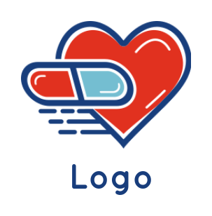 pharmacy logo maker speedy capsule with heart - logodesign.net
