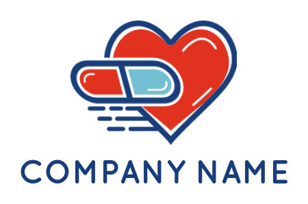 pharmacy logo maker speedy capsule with heart - logodesign.net