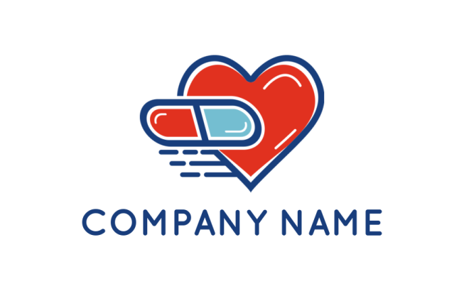 pharmacy logo maker speedy capsule with heart - logodesign.net