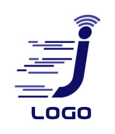 Letter J logo moving fast with WiFi signals