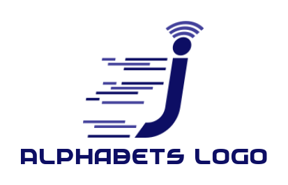 Letter J logo moving fast with WiFi signals