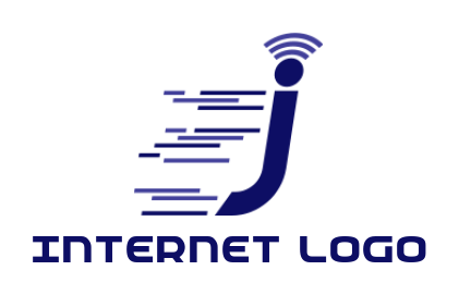 Letter J logo moving fast with WiFi signals