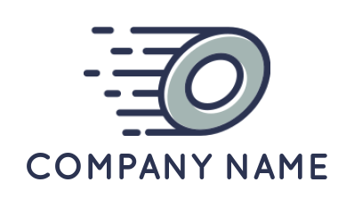 alphabet logo speedy Letter O moving fast 