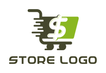online shop logo shopping cart with dollar sign