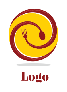 restaurant logo spiral fork and spoon in circle