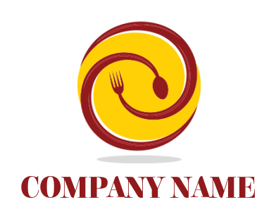 make a restaurant logo spiral fork and spoon in circle - logodesign.net