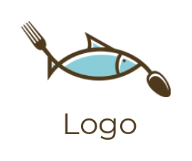 restaurant logo icon spoon and fork incorporated with fish