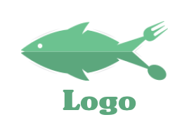 spoon and fork merged with seafood fish sample