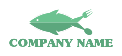 spoon and fork merged with seafood fish logo sample