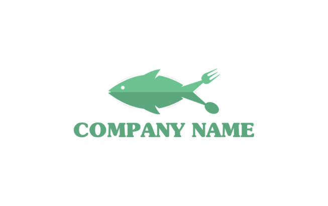 spoon and fork merged with seafood fish logo sample