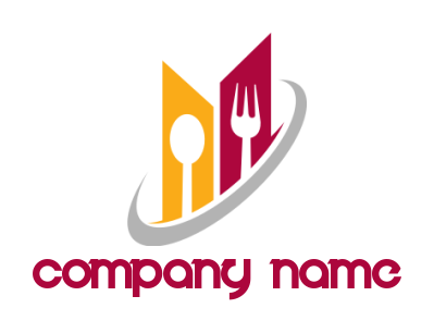 design a restaurant logo spoon and fork with swoosh - logodesign.net