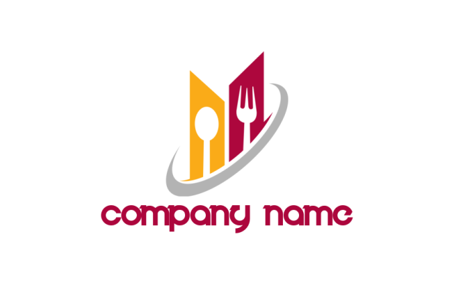 restaurant logo icon spoon and fork with swoosh
