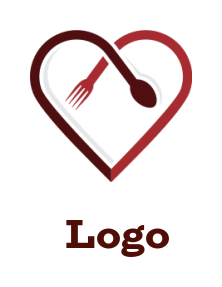 restaurant logo spoon knife creating heart shape