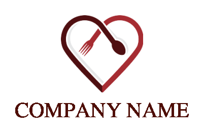 design a restaurant logo spoon and knife creating heart shape