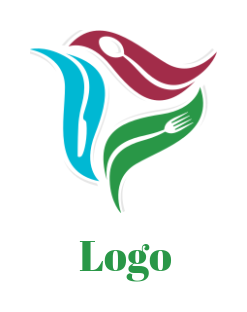 restaurant logo of spoons fork in wavy leaves