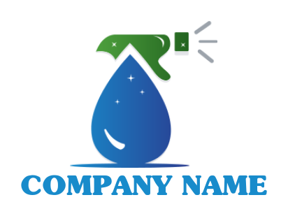 cleaning logo icon spray bottle with water drop