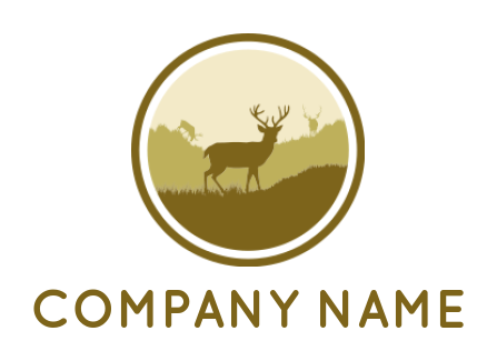 create an animal logo stag in a meadow emblem - logodesign.net