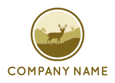 create an animal logo stag in a meadow emblem - logodesign.net