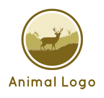 create an animal logo stag in a meadow emblem - logodesign.net