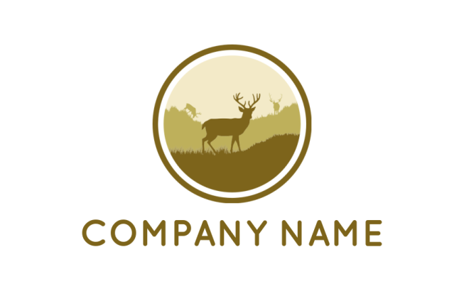create an animal logo stag in a meadow emblem - logodesign.net