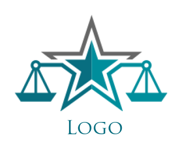 law firm logo star combine with scale of justice