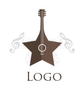 star shaped guitar with music notes sample