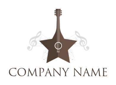 music logo star shaped guitar with music notes