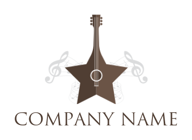 star shaped guitar with music notes logo sample