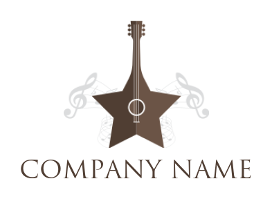 design a music logo star shaped guitar with music notes - logodesign.net