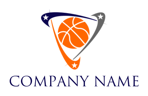 sports logo stars on swooshes ball in center