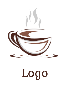 Logo design of Steaming coffee cup with saucer