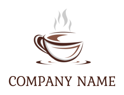 Steaming coffee cup with saucer