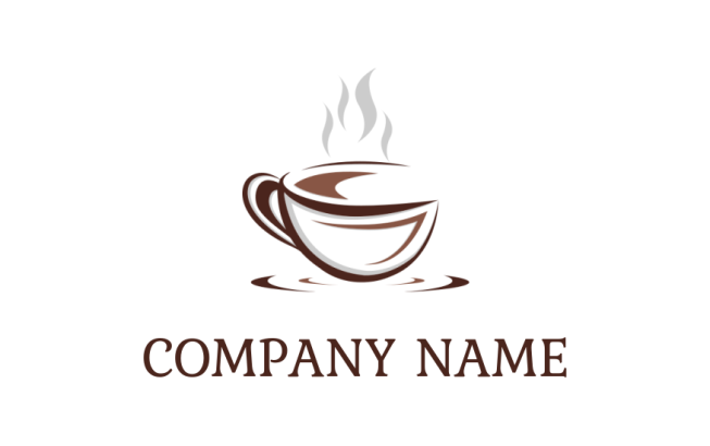 Logo design of Steaming coffee cup with saucer