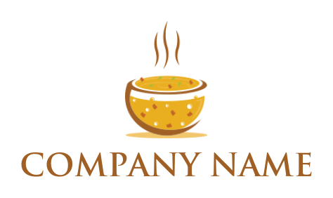 make a food logo icon steaming yellow soup bowl