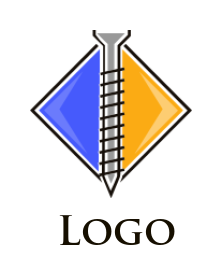 home improvement logo steel nail end in rhombus